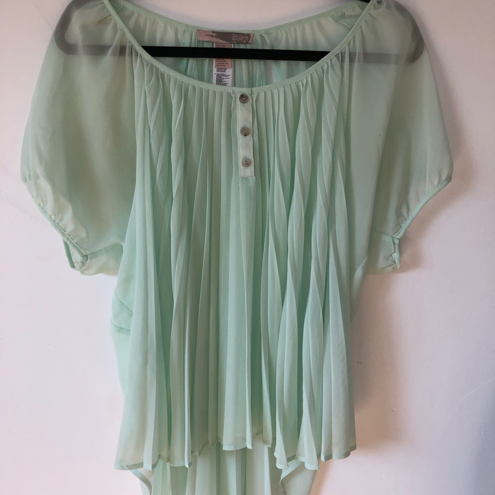 Mint green sheer blouse